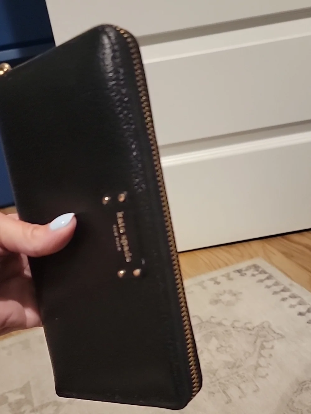 kate spade Black Leather Zip-Around Wallet